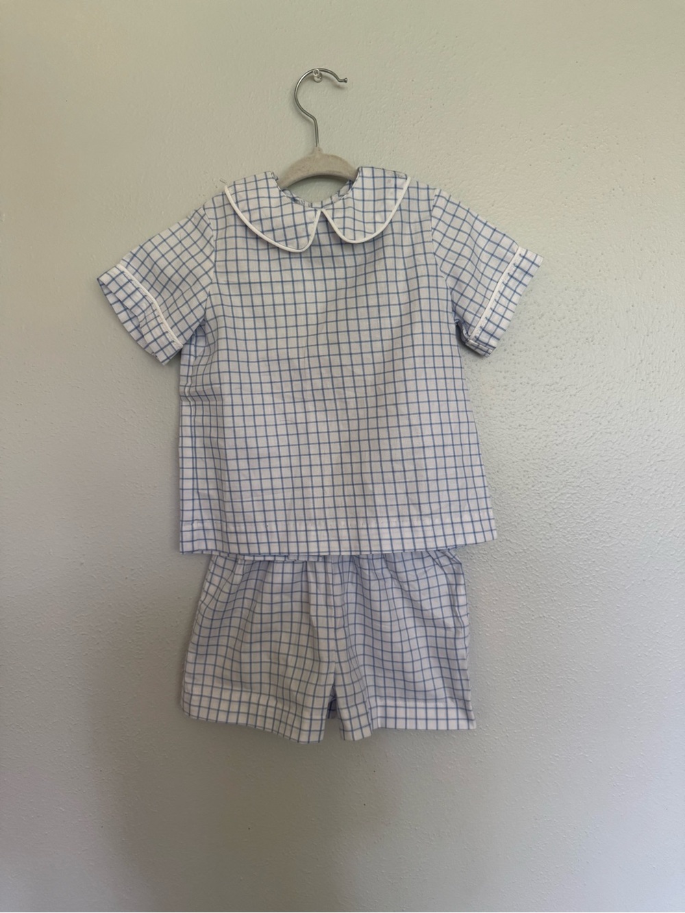 Funtasia! Too NWOT Boys Checkered Short Set in White and Light Blue